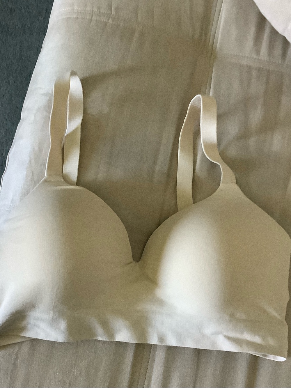 Light Cream Padded Comfort Bra with Adjustable Straps